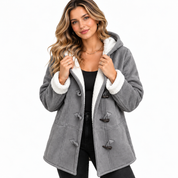 Eleanor Whitmore | Grey Shearling-Lined Hooded Coat