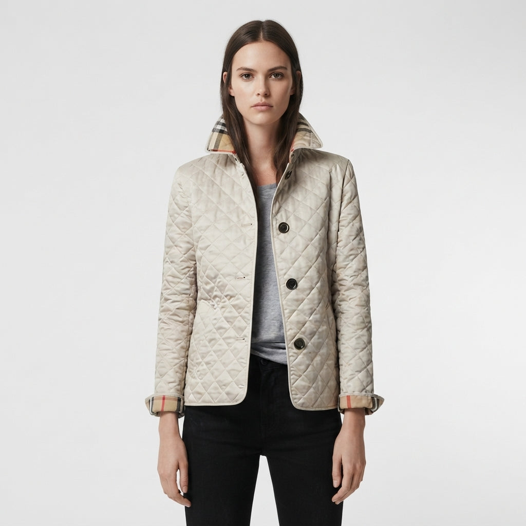 Eleanor Wyndham | Quilted Black Jacket With Stand Collar