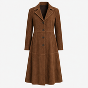Elowen Hartley | Longline Suede-Effect Coat in Tan Brown