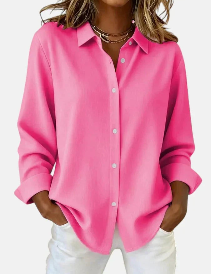 Harriet Woods | Chemise rose vif à manches longues et fermeture boutonnée