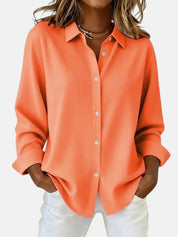 Harriet Woods | Hot Pink Button-Front Long Sleeve Shirt