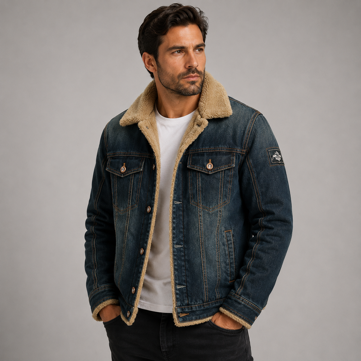 EmmaGreenFleece-LinedDenimJacketwithShearlingCollar.png