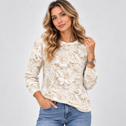 Emmeline Foster | 3D Floral Textured Round Neck Top