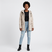 Evelyn Cooper | Waterproof Hooded Rain Jacket in Stone