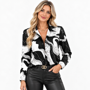 Felicity Barlow | Abstract Print Blouse With Statement Collar