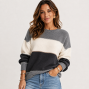 Felicity Green | Colour Block Cable Knit Sweater