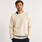 Felicity Green | Cream Ribbed Crew Neck Knit Sweater