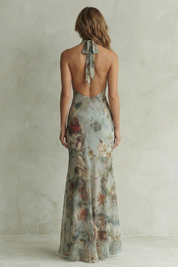 Freya Galbraith | Floral Chiffon Halter Maxi Dress with Tie Front