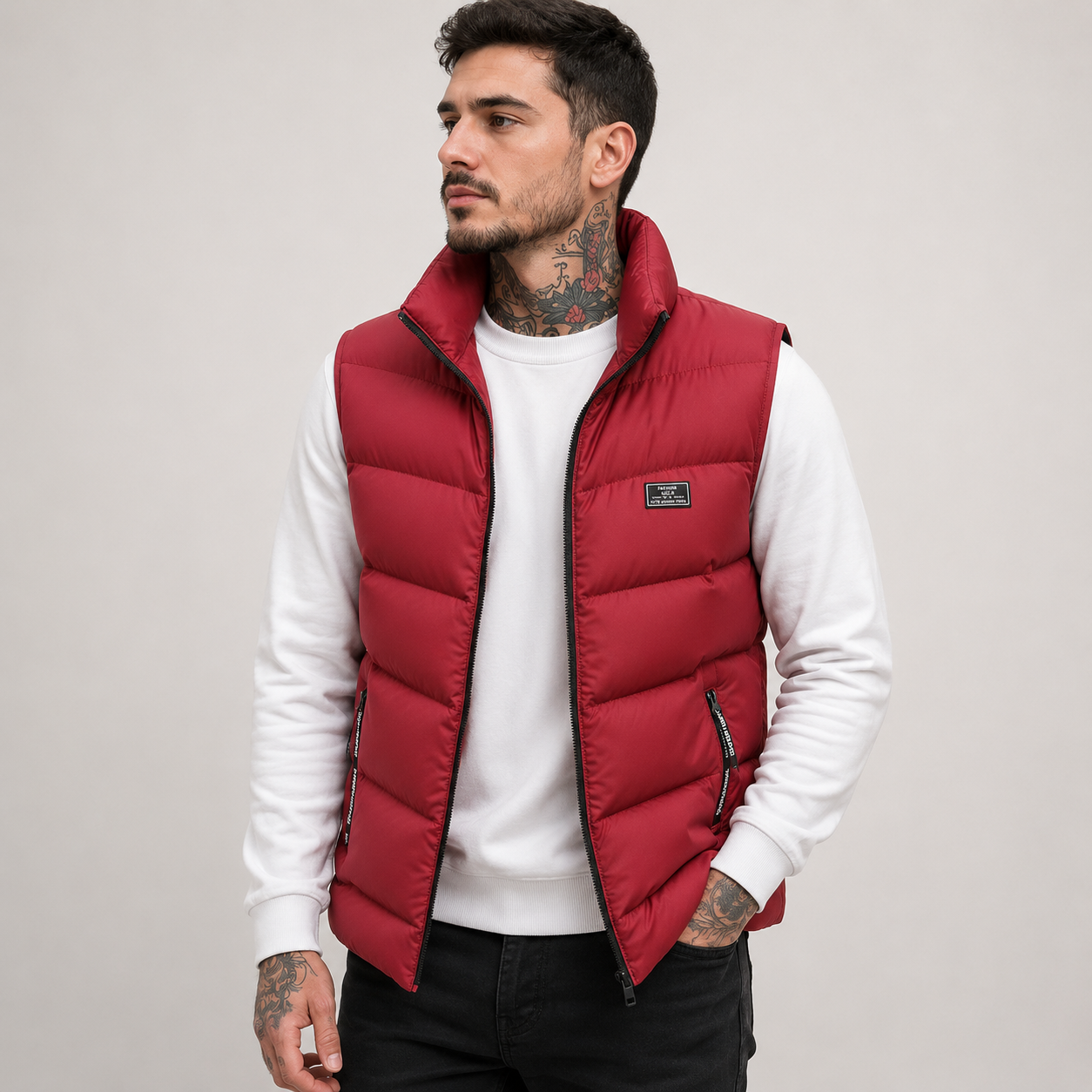 Florence Shaw | Red Quilted Padded Gilet for Women