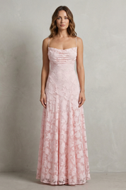 Lydia Pemberton | Blush Pink Floral Textured Maxi Dress