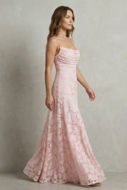 Lydia Pemberton | Blush Pink Floral Textured Maxi Dress