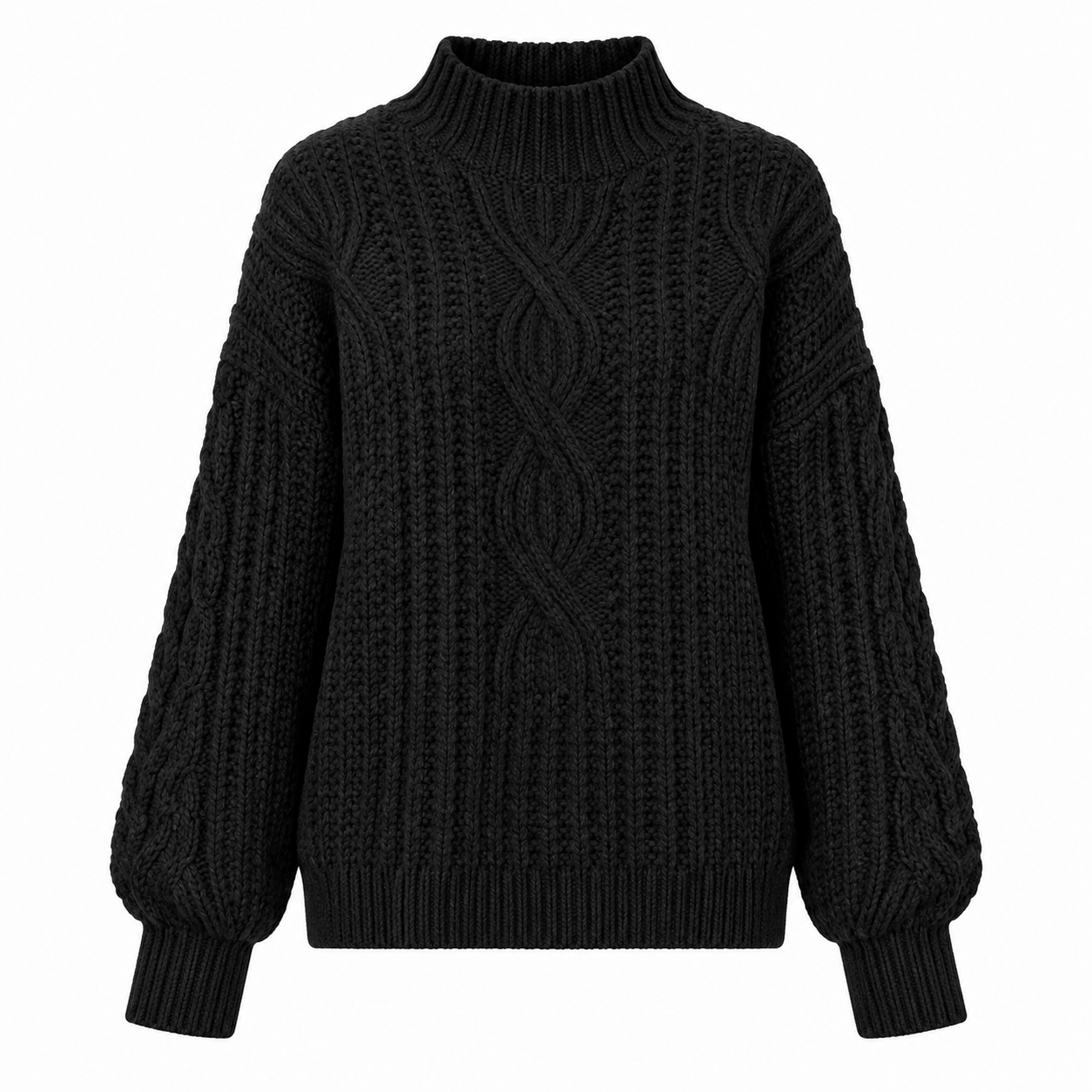 Freya Cavendish | Cable Knit Sweater With Mock Neck