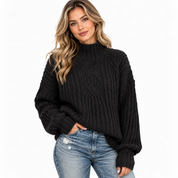 Freya Cavendish | Cable Knit Sweater With Mock Neck
