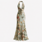 Freya Galbraith | Floral Chiffon Halter Maxi Dress with Tie Front