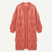 Freya Marsden | Long Bobble-Knit Cardigan With Pockets