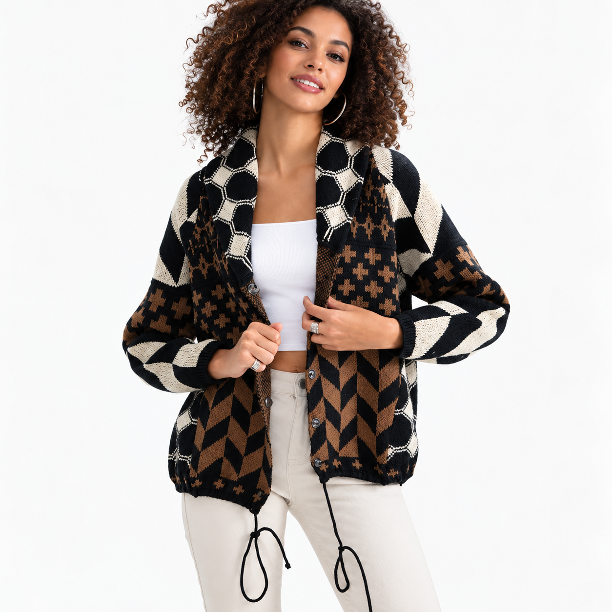Freya Nolan | Geometric Print Oversized Cardigan