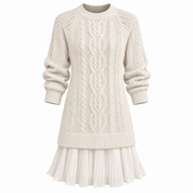 Genevieve Kingsley | Robe pull-over en maille torsadée avec ourlet plissé