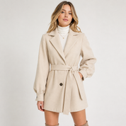 Georgina Hill | Belted Wool-Blend Coat in Warm Oat