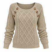 Georgina Lewis | Textured Cable Knit Button Sweater