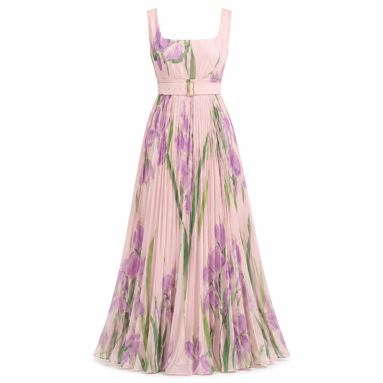 Georgina Wright | Iris Floral Pleated Maxi Dress in Blush Pink