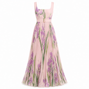 Georgina Wright | Iris Floral Pleated Maxi Dress in Blush Pink