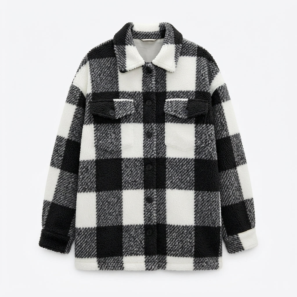 Grace Ellison | Veste en polaire à carreaux avec poches plaquées