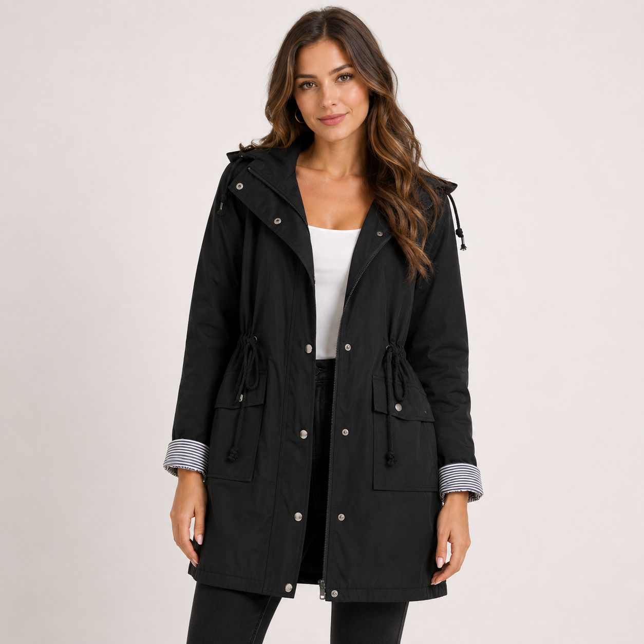 GraceHarrisonHoodedDrawstringRaincoatinBlack_Khaki_Navy-model.png