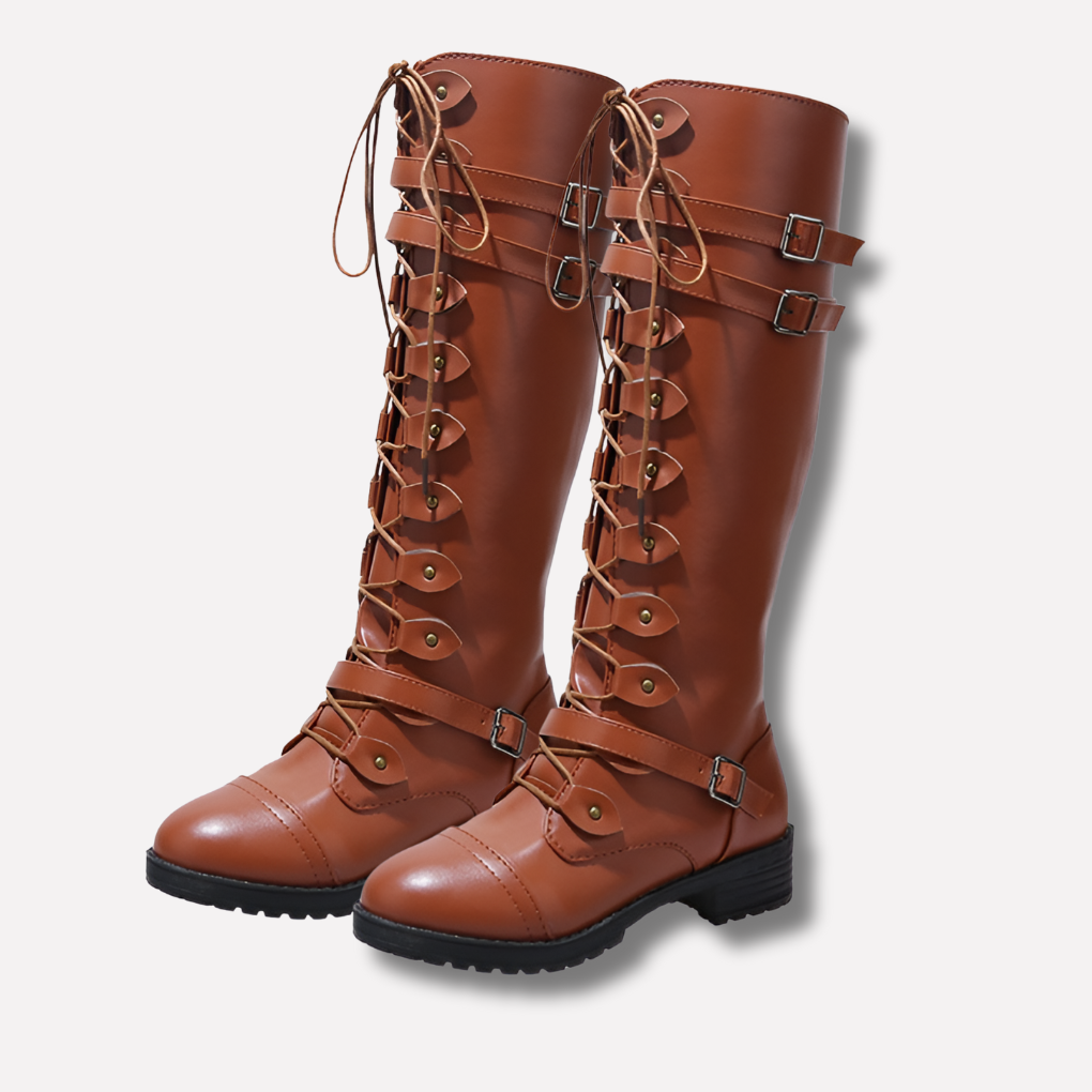 Scarlett Whitmore | Gothic Lace-Up Knee High Boots For Women