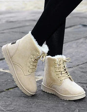 Eleanor Scott | Bottines à lacets doublées de fourrure couleur sable