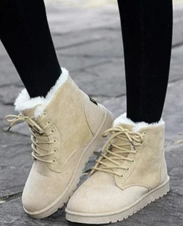 Eleanor Scott | Bottines à lacets doublées de fourrure couleur sable