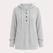 Harriet Baker | Ribbed Button-Front Hoodie Sweater