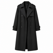 Harriet Woods | Black Double-Breasted Belted Trench Coat