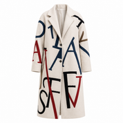 Harriet Woods | Cream Letter-Print Longline Teddy-Lined Coat