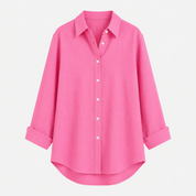 Harriet Woods | Hot Pink Button-Front Long Sleeve Shirt