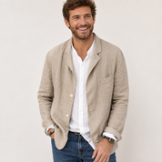 Harriet Woods | Blazer décontracté en lin beige naturel