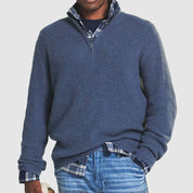 Tobias Griffiths | Ribbed Knit Half-Zip Sweater in Charcoal Grey