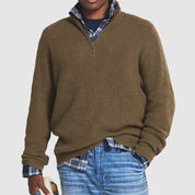 Tobias Griffiths | Ribbed Knit Half-Zip Sweater in Charcoal Grey