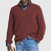 Tobias Griffiths | Ribbed Knit Half-Zip Sweater in Charcoal Grey