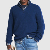 Tobias Griffiths | Ribbed Knit Half-Zip Sweater in Charcoal Grey