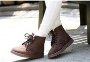 Eleanor Scott | Bottines à lacets doublées de fourrure couleur sable