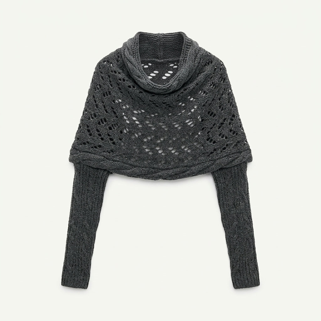 Imogen Barclay | Chunky Knit Wrap Scarf With Sleeves