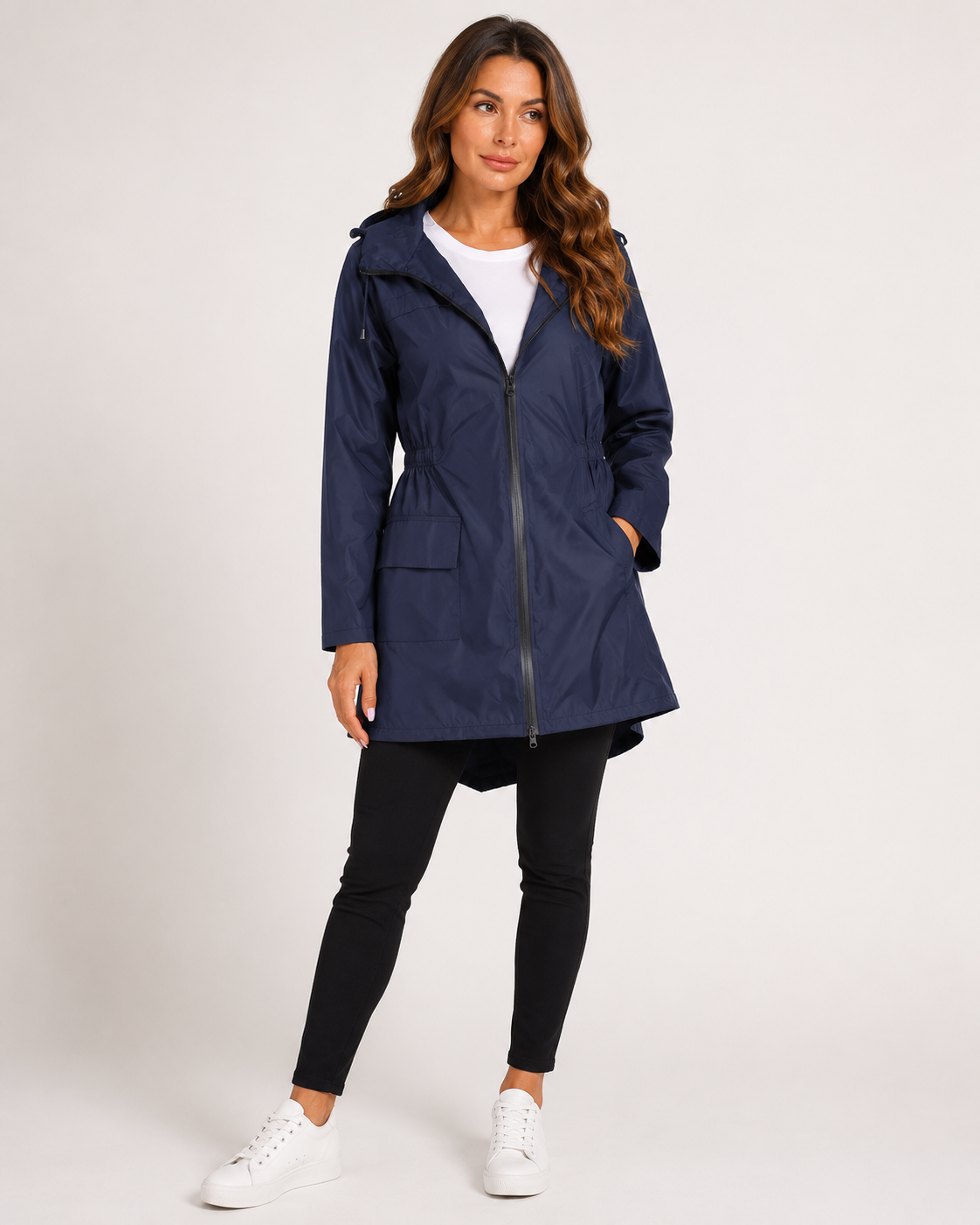 Imogen Russell | Hooded Waterproof Rain Jacket in Navy