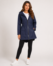 Imogen Russell | Hooded Waterproof Rain Jacket in Navy