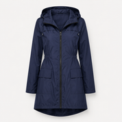Imogen Russell | Hooded Waterproof Rain Jacket in Navy