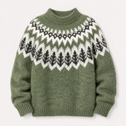 Imogen Walker | Fair Isle Round Neck Sweater in Sage Green