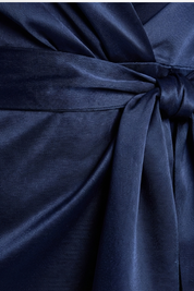 Annalise Vaudreuil | Navy Satin Halter Neck Maxi Dress