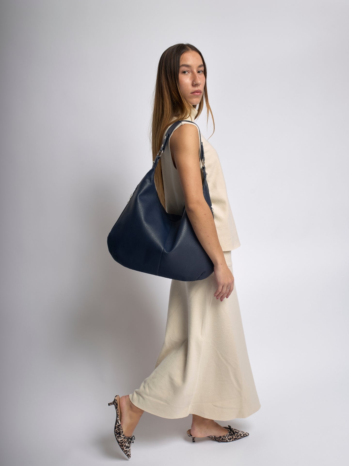 Adeline Vosburgh | Black Leather Shoulder Bag for Women