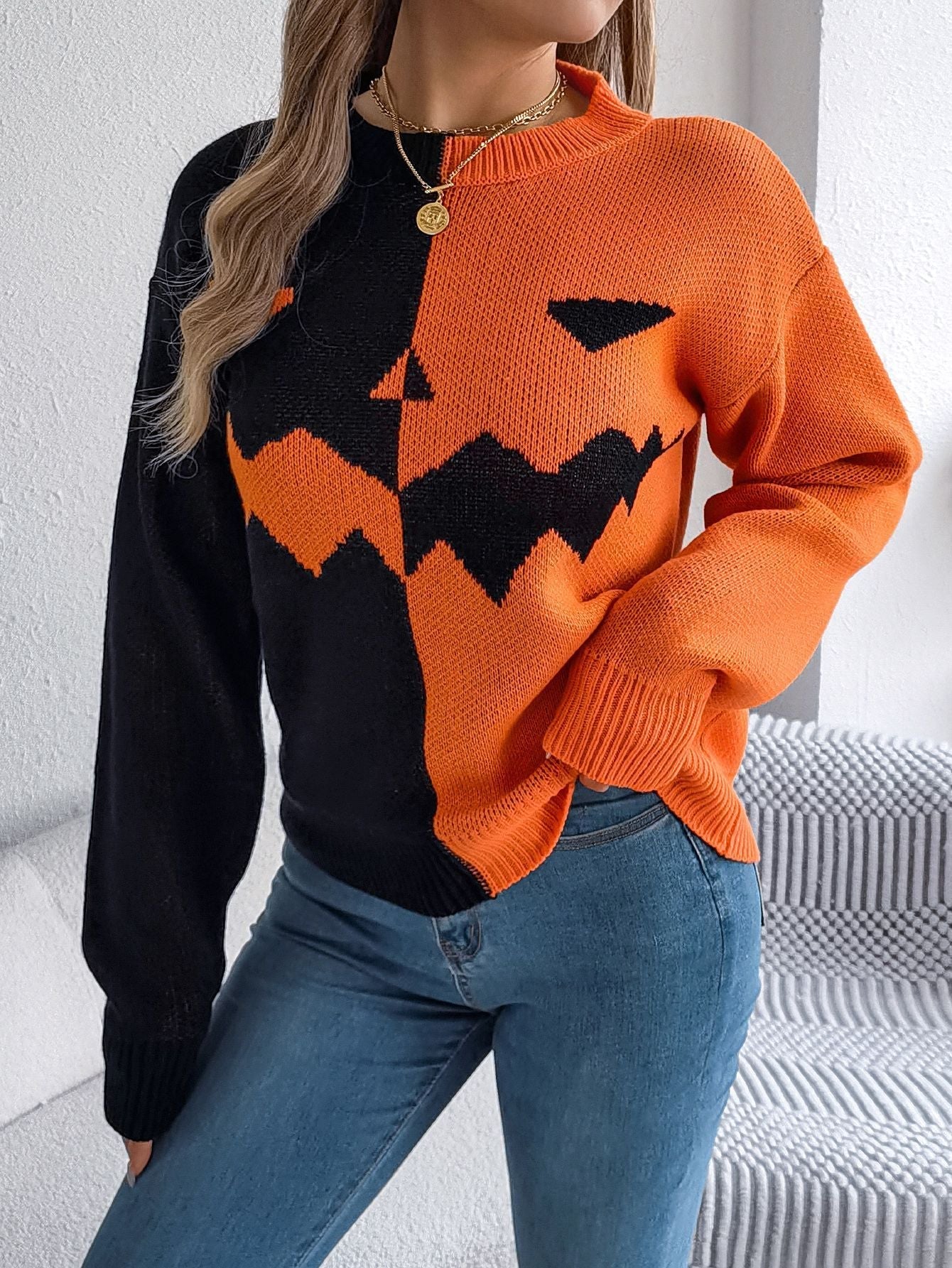 Carved Grin | Jack-o'-Lantern Halloween Sweater For Women