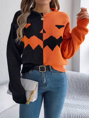 Carved Grin | Jack-o'-Lantern Halloween Sweater For Women