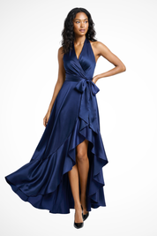Isabelle Laurent | Satin Halter Maxi Dress For Women